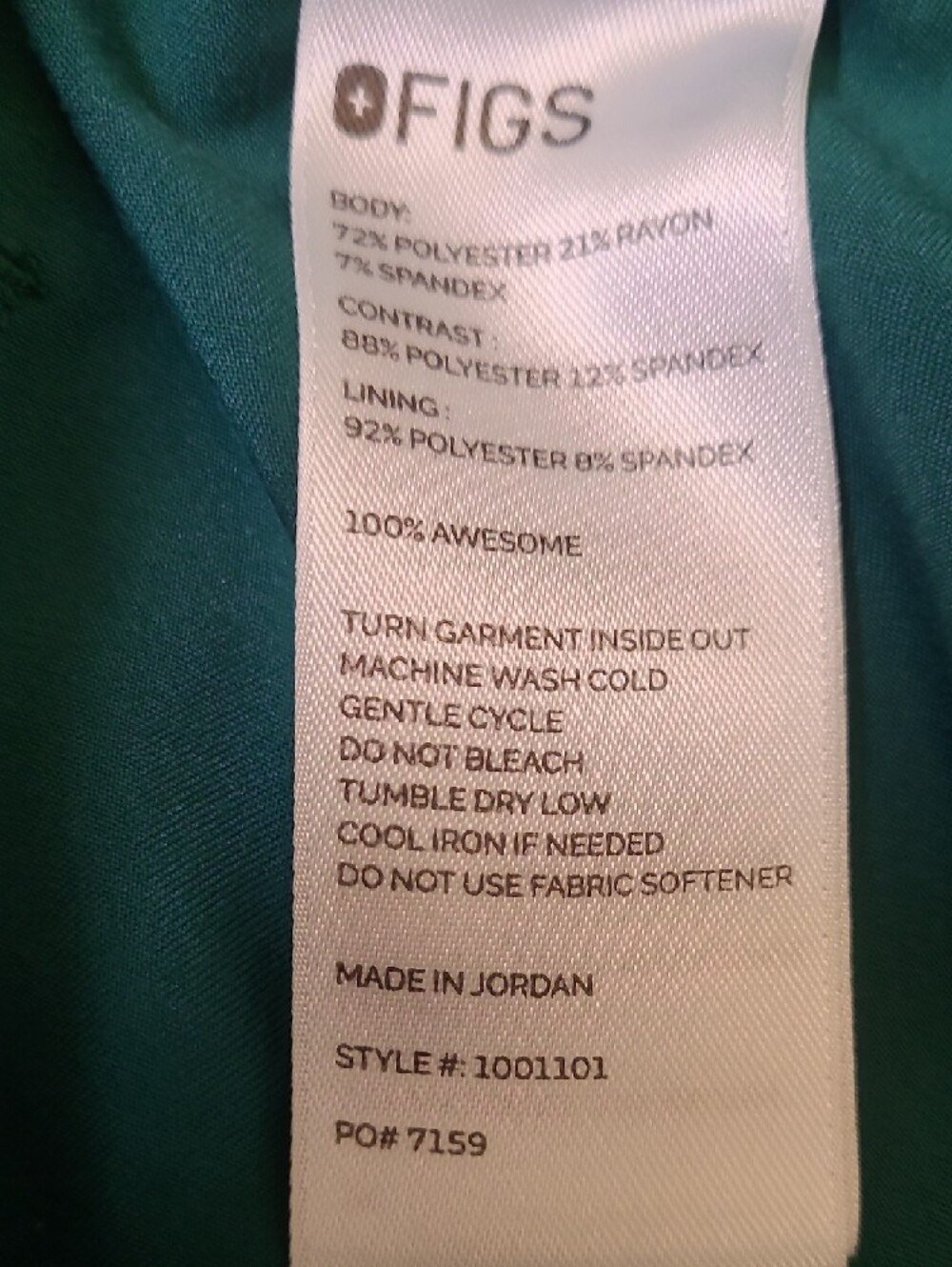 Figs women,s Teal V-Neck Scrub Top and Pants used goodsize L. - Picture 8 of 16